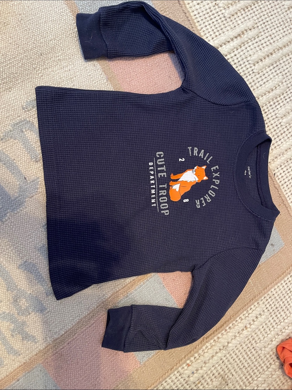 Kids Navy Thermal Top with Fox Graphic